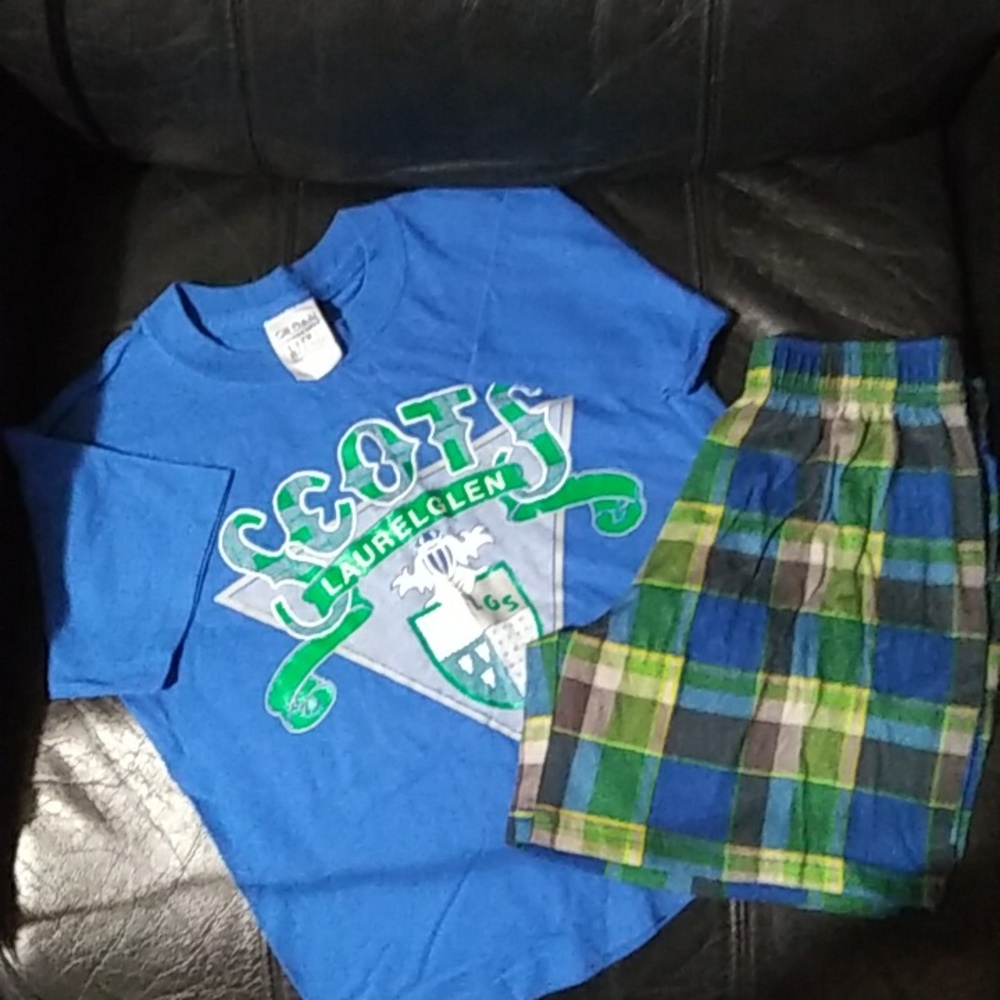 "Gildan" Boy's Short Sleeve Printed T-shirt & "Cherokee" Boy's Sleepwear Shorts